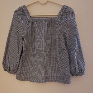 J. Crew Factory Black and White Puff Sleeve Blouse